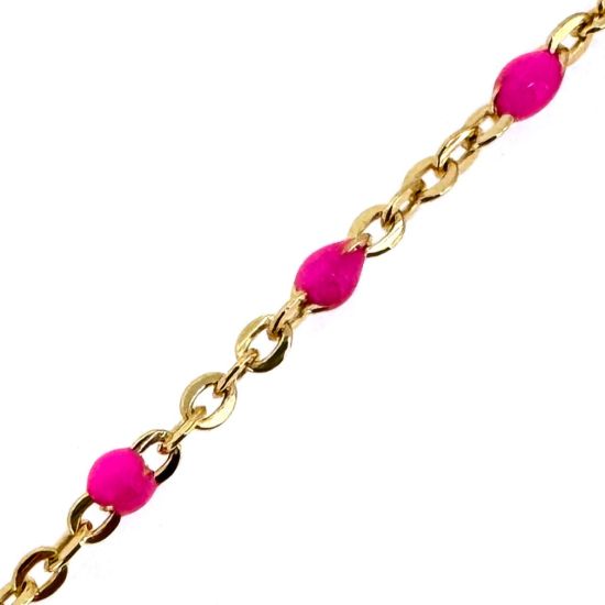 Wholesale 1/20 14K Gold Filled Cable Chain with Pink Enamel Link Bulk Chain - by the Foot