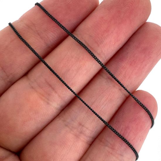 Wholesale Oxidized 925 Sterling Silver Tiny Curb Chain - Unfinished Bulk Chain (sold per foot)