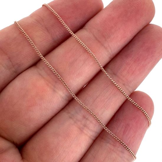 Wholesale Rose Gold Over 925 Sterling Silver 0.8mm Tiny Curb Chain - Unfinished Bulk Chains (sold per foot)