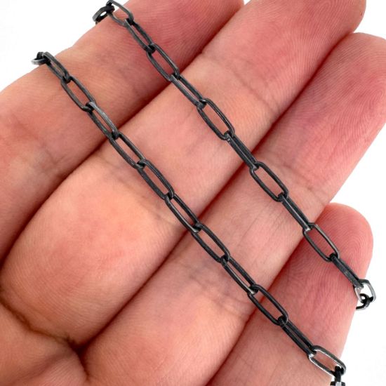 Wholesale Oxidized Sterling Silver Bulk Chain - 6.2x2.5mm Rectangle Long Box Chain (sold per foot)