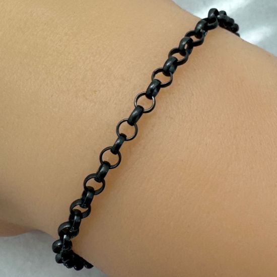 Wholesale Oxidized 925 Sterling Silver Bulk Chain - 3.5 mm Rolo Chain (sold per foot)