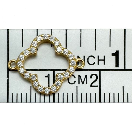 Wholesale Gold Over Sterling Silver Clover Connector with CZ Stones - 13mm (sold per piece)