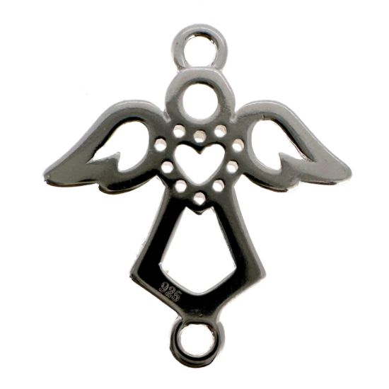 Wholesale 925 Sterling Silver Angel Connector with CZ Heart - 10mm (sold per piece)