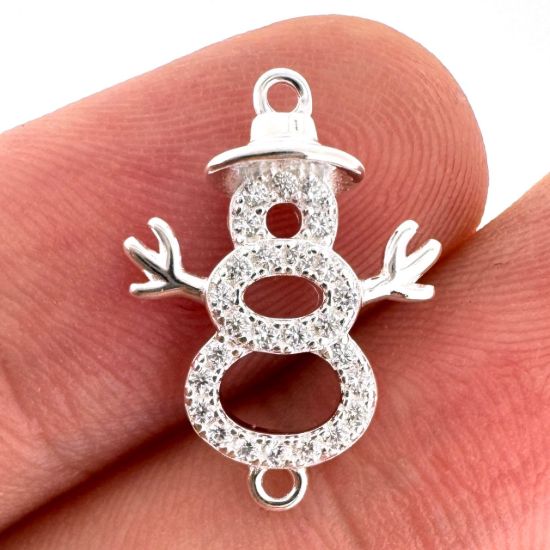 Wholesale 925 Sterling Silver Snowman Connector with CZ Stones - 13.5mm (sold per piece)