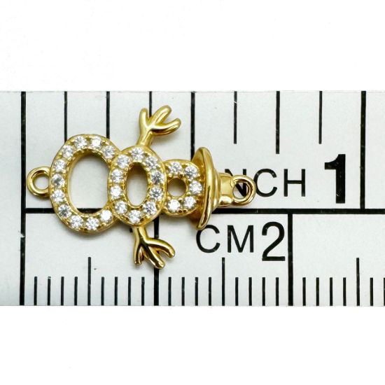 Wholesale Gold Over 925 Sterling Silver Snowman Connector with CZ Stones - 13.5mm (sold per piece)