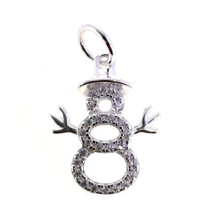 Wholesale 925 Sterling Silver Snowman Charm with CZ Stones - 15mm (sold per piece)