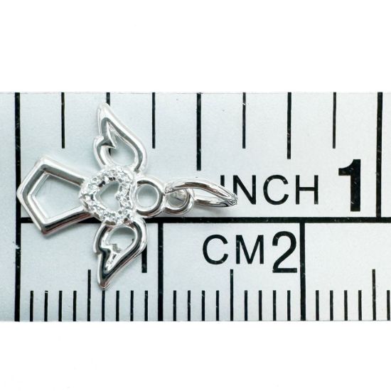 Wholesale 925 Sterling Silver Angel Charm with CZ Heart - 12mm (sold per piece)