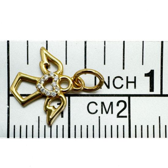 Wholesale Gold Over 925 Sterling Silver Angel Charm with CZ Heart - 12mm (sold per piece)