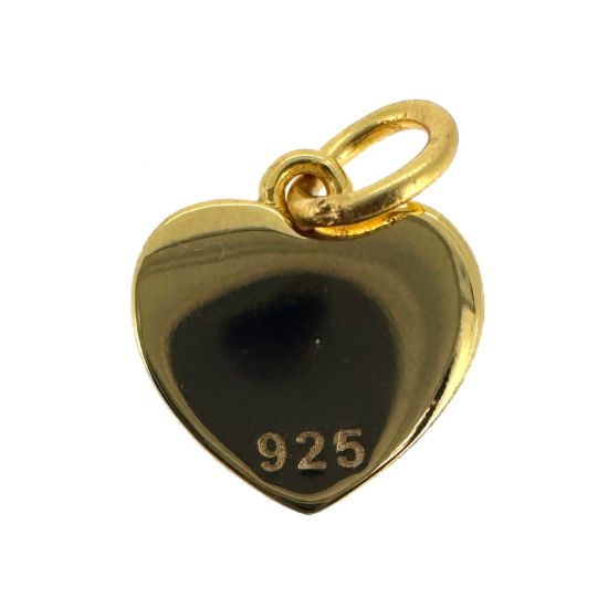 Wholesale Gold Over 925 Sterling Silver Heart Charm with Red Enamel - 10mm (sold per piece)