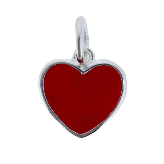 Wholesale 925 Sterling Silver Heart Charm with Red Enamel - 10mm (sold per piece)