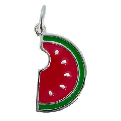 Wholesale 925 Sterling Silver Enamel Watermelon Charm - 10x16.5mm (sold per piece)