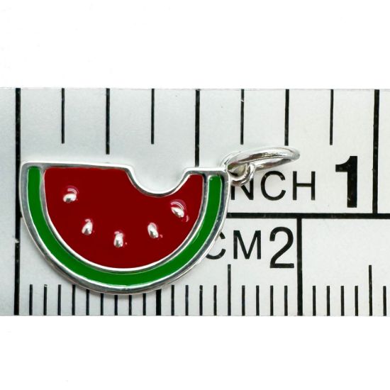 Wholesale 925 Sterling Silver Enamel Watermelon Charm - 10x16.5mm (sold per piece)
