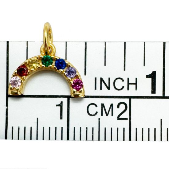 Wholesale Gold Over 925 Sterling Silver Rainbow Charm With CZ Stones - 8.5mm (sold per piece)