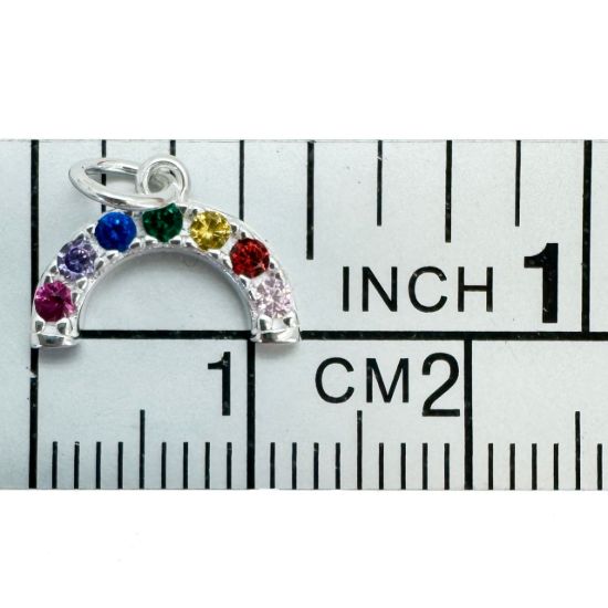 Wholesale 925 Sterling Silver Rainbow Charm With CZ Stones - 8.5mm (sold per piece)