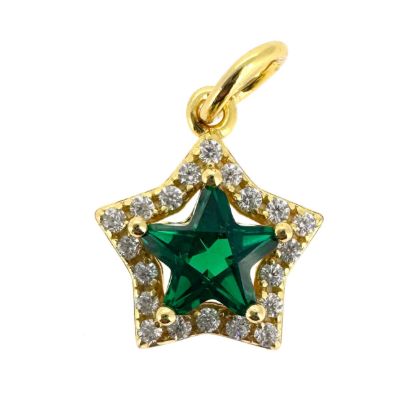 Wholesale Gold Over 925 Sterling Silver Star Charm With CZ Stones - 10mm (sold per piece)