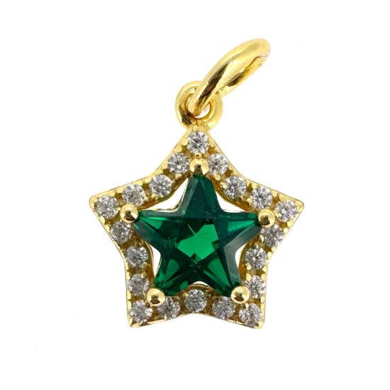 Wholesale Gold Over 925 Sterling Silver Star Charm With CZ Stones - 10mm (sold per piece)