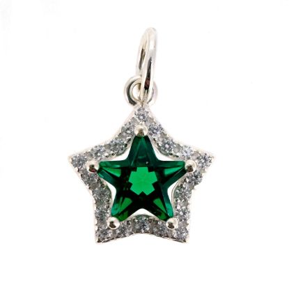 Wholesale 925 Sterling Silver Star Charm With CZ Stones - 10mm (sold per piece)