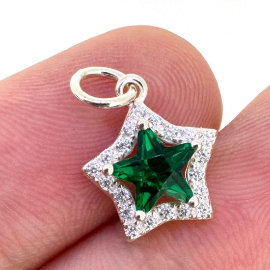 Wholesale 925 Sterling Silver Star Charm With CZ Stones - 10mm (sold per piece)
