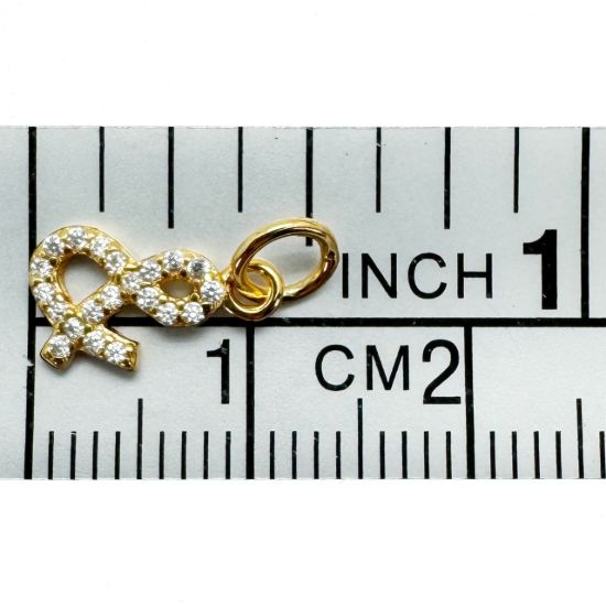 Wholesale Gold Over 925 Sterling Silver Tiny Ampersand Charm with CZ Stones - 8.5mm (sold per piece)
