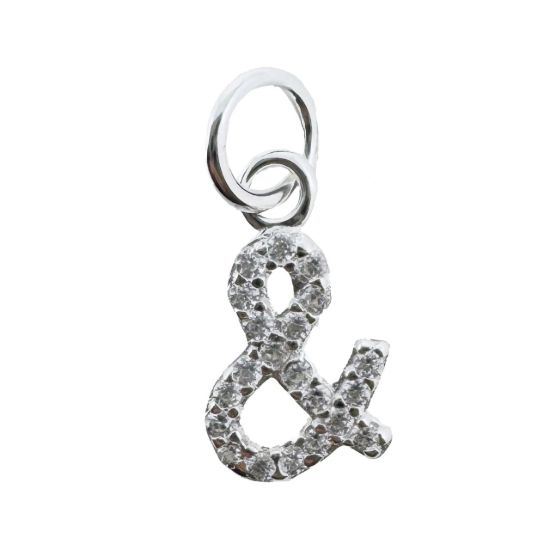 Wholesale 925 Sterling Silver Tiny Ampersand Charm with CZ Stones - 8.5mm (sold per piece)