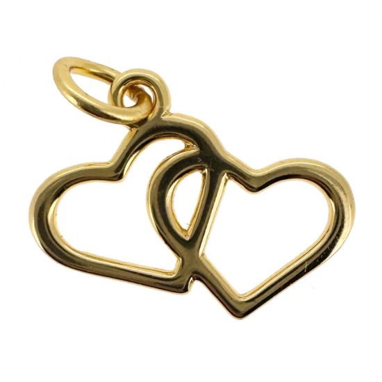 Wholesale Gold Over 925 Sterling Silver Double Heart Charm  - 13x16mm (sold per piece)