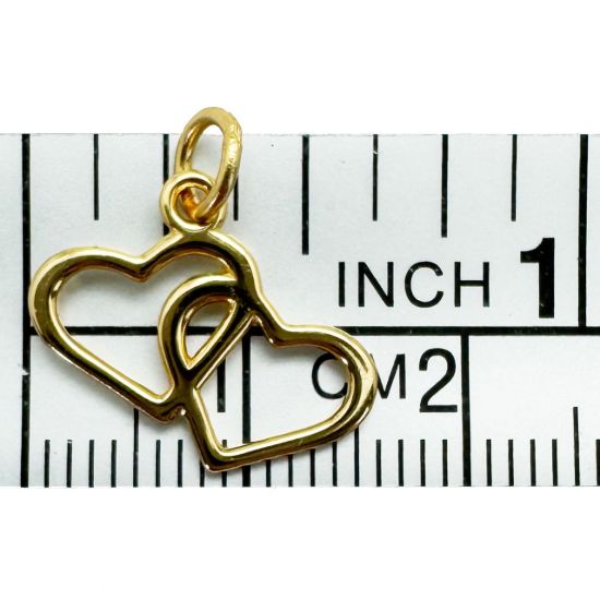 Wholesale Gold Over 925 Sterling Silver Double Heart Charm  - 13x16mm (sold per piece)