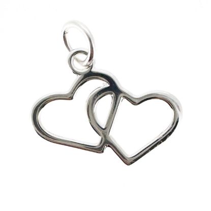Wholesale 925 Sterling Silver Double Heart Charm  - 13x16mm (sold per piece)