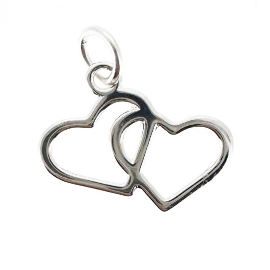 Wholesale 925 Sterling Silver Double Heart Charm  - 13x16mm (sold per piece)