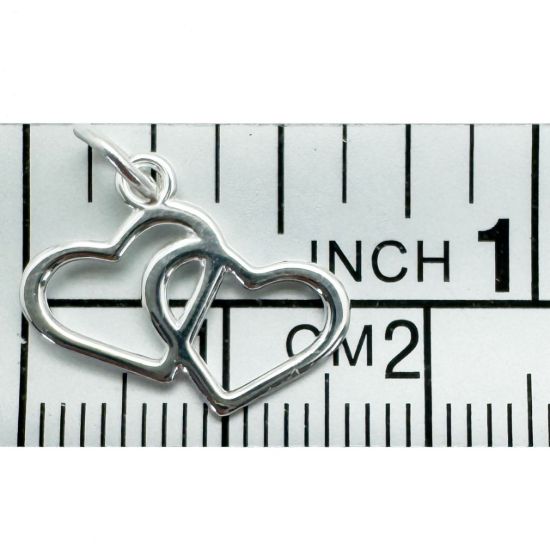 Wholesale 925 Sterling Silver Double Heart Charm  - 13x16mm (sold per piece)