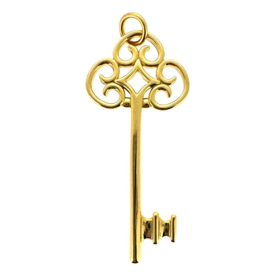 Wholesale Gold Over 925 Sterling Silver Skeleton Key Charm - 35mm (sold per piece)