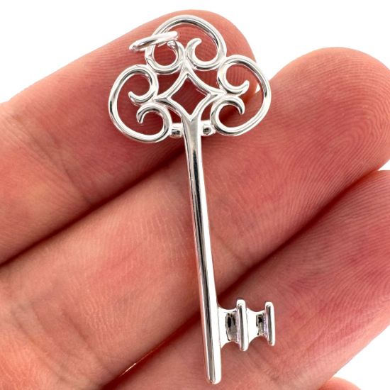 Wholesale 925 Sterling Silver Skeleton Key Charm - 35mm (sold per piece)