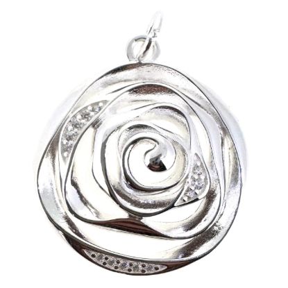 Wholesale 925 Sterling Silver Unique Rose Silhouette Charm with CZ Stones - 20mm (sold per piece)