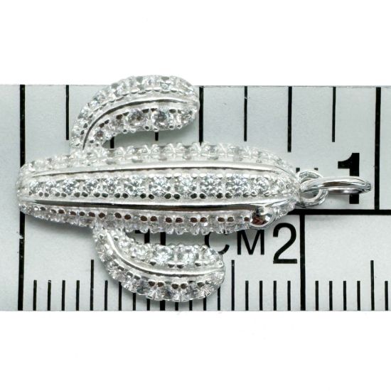 Wholesale 925 Sterling Silver Cactus Charm with CZ Stones - 19.5mm (sold per piece)