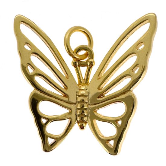 Wholesale Gold Over 925 Sterling Silver Butterfly Charm - 19mm (sold per piece)