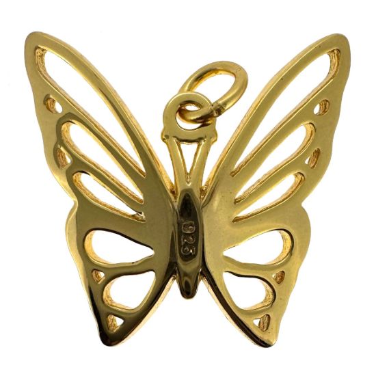 Wholesale Gold Over 925 Sterling Silver Butterfly Charm - 19mm (sold per piece)