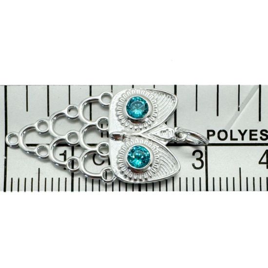 Wholesale 925 Sterling Silver Unique Owl Silhouette Charm With CZ Stones - 27mm (sold per piece)