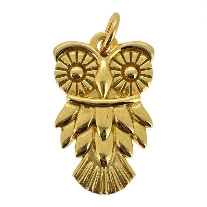 Wholesale Gold Over 925 Sterling Silver Textured Owl Charm - 20.5mm (sold per piece)