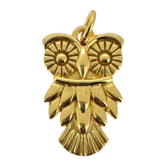 Wholesale Gold Over 925 Sterling Silver Textured Owl Charm - 20.5mm (sold per piece)