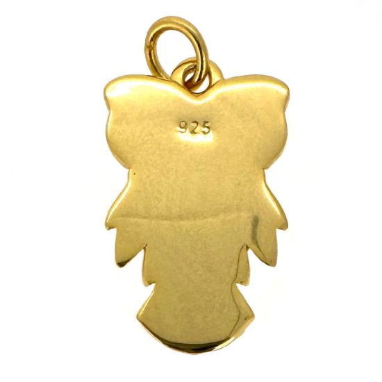 Wholesale Gold Over 925 Sterling Silver Textured Owl Charm - 20.5mm (sold per piece)
