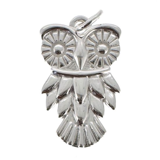 Wholesale 925 Sterling Silver Textured Owl Charm - 20.5mm (sold per piece)