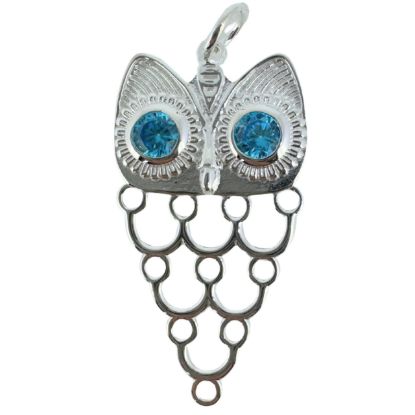 Wholesale 925 Sterling Silver Unique Owl Silhouette Charm With CZ Stones - 27mm (sold per piece)