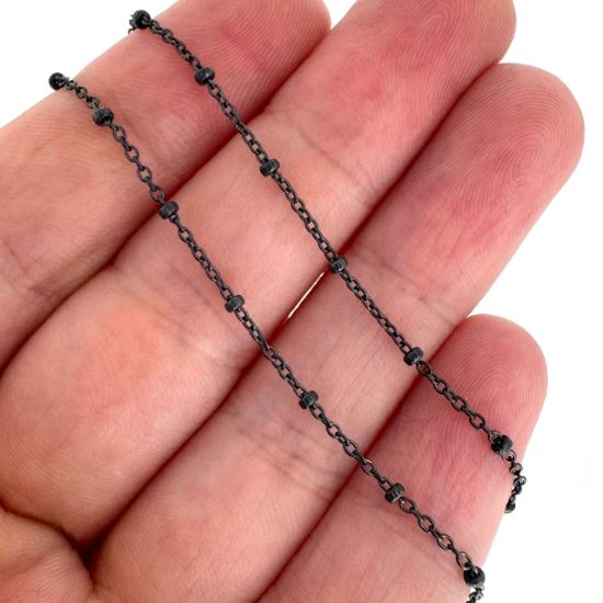 Wholesale Oxidized 925 Sterling Silver Bulk Chain - 1.8mm Ball Satellite Chain (Sold per foot)