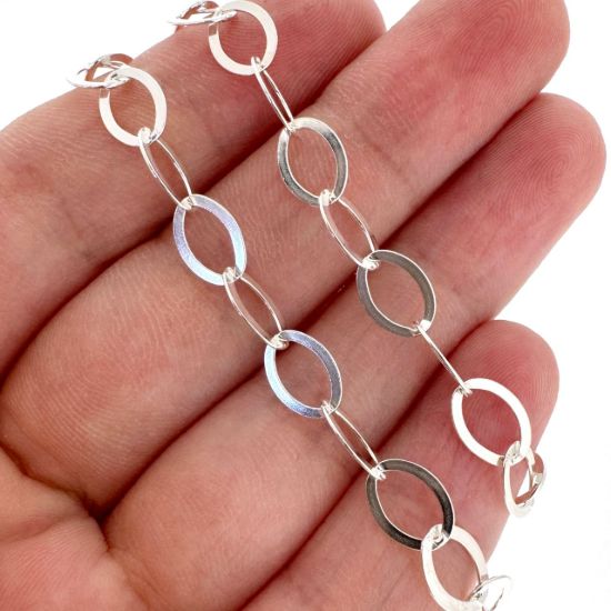 Wholesale 925 Sterling Silver 6x8mm Big Round Flat Oval Cable Chain - Unfinished Bulk Chain - (sold per foot)