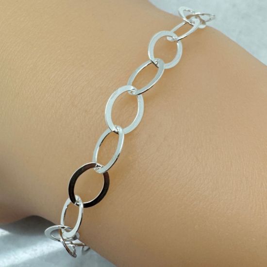 Wholesale 925 Sterling Silver 6x8mm Big Round Flat Oval Cable Chain - Unfinished Bulk Chain - (sold per foot)