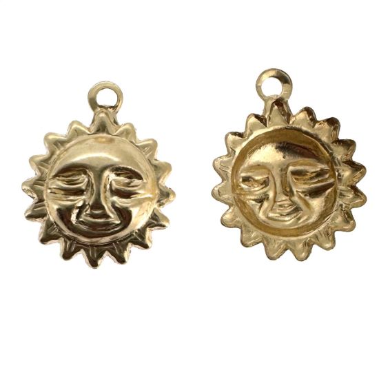 Wholesale 1/20 14K Gold Filled Textured Sun Face Charm - 10.5mm (sold per piece)
