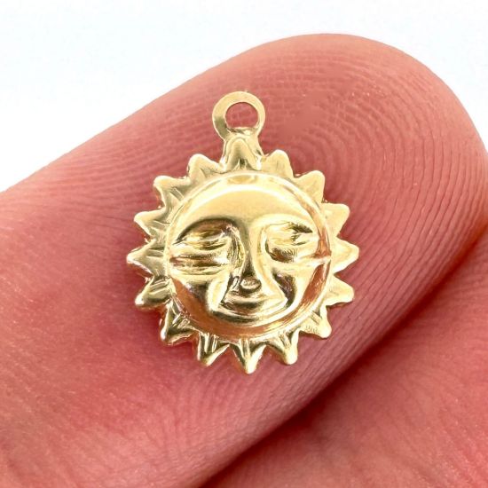 Wholesale 1/20 14K Gold Filled Textured Sun Face Charm - 10.5mm (sold per piece)