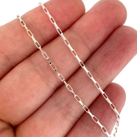 Wholesale chains, 925 Sterling Silver Small Rectangle Box Chain 1.5x1.2mm, Bulk Chain by the foot