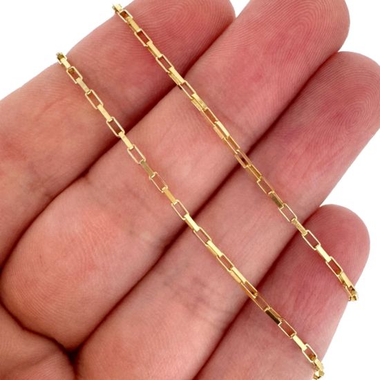 Wholesale Gold Over Sterling Silver Small Long Box Chain 1.5x3mm - Bulk Unfinished Chains - (sold per foot)