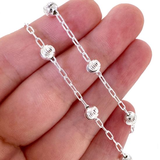 Wholesale 925 Sterling Silver 5mm Spiral Ball Satellite Bead Chain - Unfinished Bulk Chain (sold per foot) 