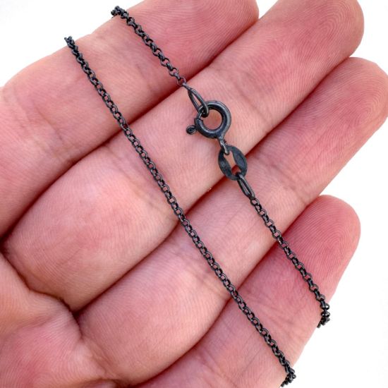 Wholesale Dark Oxidized Sterling Silver Finished Jewelry Chain - 1.3 mm Rolo Chain